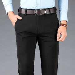 Spring Autumn Men's Casual Pants Elastic Business Trousers Fashion Comfortable Office Korean Japanese Spandex Formal Pants Black - SHOWLU FASHION STORE
