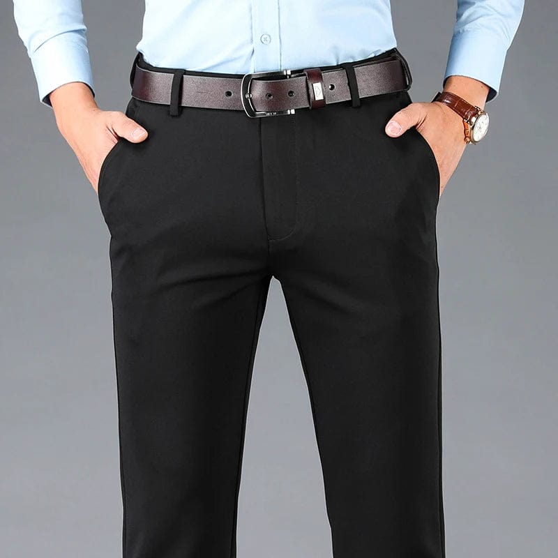 Spring Autumn Men's Casual Pants Elastic Business Trousers Fashion Comfortable Office Korean Japanese Spandex Formal Pants Black - SHOWLU FASHION STORE