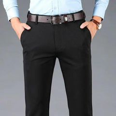 Spring Autumn Men's Casual Pants Elastic Business Trousers Fashion Comfortable Office Korean Japanese Spandex Formal Pants Black - SHOWLU FASHION STORE