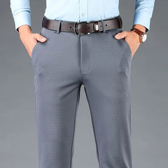 Spring Autumn Men's Casual Pants Elastic Business Trousers Fashion Comfortable Office Korean Japanese Spandex Formal Pants Black - SHOWLU FASHION STORE