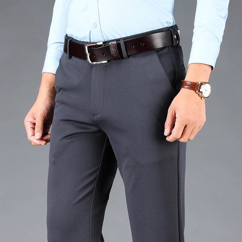 Spring Autumn Men's Casual Pants Elastic Business Trousers Fashion Comfortable Office Korean Japanese Spandex Formal Pants Black - SHOWLU FASHION STORE