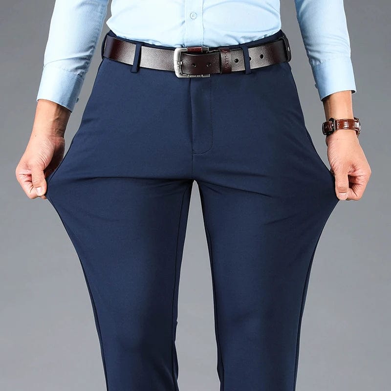 Spring Autumn Men's Casual Pants Elastic Business Trousers Fashion Comfortable Office Korean Japanese Spandex Formal Pants Black - SHOWLU FASHION STORE