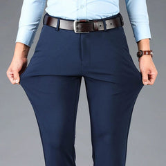 Spring Autumn Men's Casual Pants Elastic Business Trousers Fashion Comfortable Office Korean Japanese Spandex Formal Pants Black - SHOWLU FASHION STORE