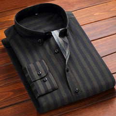 Spring Autumn Men's Long Sleeve Striped Shirt Casual Slim Fit Business Button - Down Shirts Classic Formal Dress Shirt - SHOWLU FASHION STORE