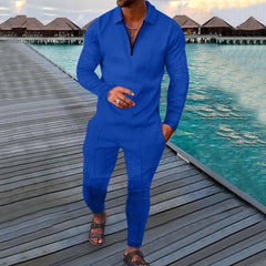 Spring Autumn Solid Y2K Men's Two - piece Suit Fashion Long Sleeve Sweatshirt and Long Pants Sport Sets Homme Casual Male Clothes - SHOWLU FASHION STORE
