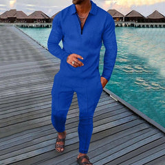Spring Autumn Solid Y2K Men's Two - piece Suit Fashion Long Sleeve Sweatshirt and Long Pants Sport Sets Homme Casual Male Clothes - SHOWLU FASHION STORE