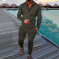 Spring Autumn Solid Y2K Men's Two - piece Suit Fashion Long Sleeve Sweatshirt and Long Pants Sport Sets Homme Casual Male Clothes - SHOWLU FASHION STORE