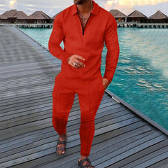 Spring Autumn Solid Y2K Men's Two - piece Suit Fashion Long Sleeve Sweatshirt and Long Pants Sport Sets Homme Casual Male Clothes - SHOWLU FASHION STORE