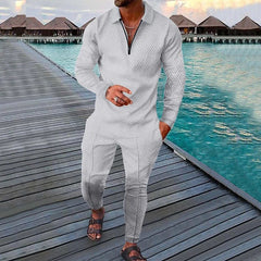 Spring Autumn Solid Y2K Men's Two - piece Suit Fashion Long Sleeve Sweatshirt and Long Pants Sport Sets Homme Casual Male Clothes - SHOWLU FASHION STORE