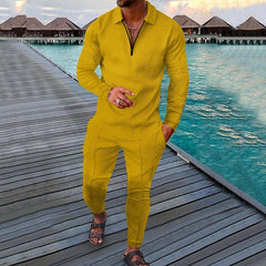 Spring Autumn Solid Y2K Men's Two - piece Suit Fashion Long Sleeve Sweatshirt and Long Pants Sport Sets Homme Casual Male Clothes - SHOWLU FASHION STORE