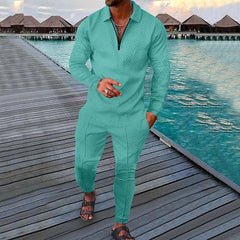 Spring Autumn Solid Y2K Men's Two - piece Suit Fashion Long Sleeve Sweatshirt and Long Pants Sport Sets Homme Casual Male Clothes - SHOWLU FASHION STORE
