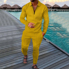 Spring Autumn Solid Y2K Men's Two - piece Suit Fashion Long Sleeve Sweatshirt and Long Pants Sport Sets Homme Casual Male Clothes - SHOWLU FASHION STORE