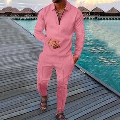 Spring Autumn Solid Y2K Men's Two - piece Suit Fashion Long Sleeve Sweatshirt and Long Pants Sport Sets Homme Casual Male Clothes - SHOWLU FASHION STORE