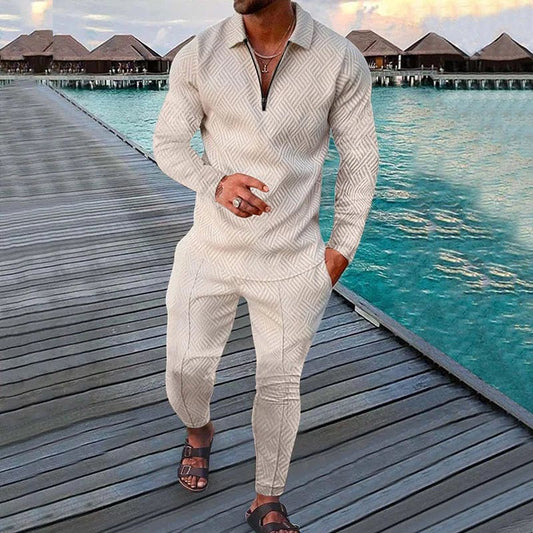 Spring Autumn Solid Y2K Men's Two - piece Suit Fashion Long Sleeve Sweatshirt and Long Pants Sport Sets Homme Casual Male Clothes - SHOWLU FASHION STORE