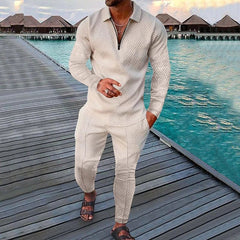 Spring Autumn Solid Y2K Men's Two - piece Suit Fashion Long Sleeve Sweatshirt and Long Pants Sport Sets Homme Casual Male Clothes - SHOWLU FASHION STORE