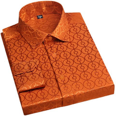 Spring Men's Long - sleeved Shirt, Tiger Print Orange Lapel Single - breasted Top Hanfu Slim Fit Shirt Men Japanese Fashion - SHOWLU FASHION STORE