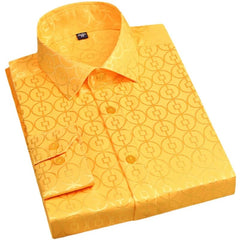 Spring Men's Long - sleeved Shirt, Tiger Print Orange Lapel Single - breasted Top Hanfu Slim Fit Shirt Men Japanese Fashion - SHOWLU FASHION STORE