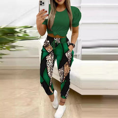 Spring Summer New Short Sleeved Two Piece Set 2024 Elegant And Fashion Women Suit Loose Casual Printed Trouser Suit Office Lady - SHOWLU FASHION STORE