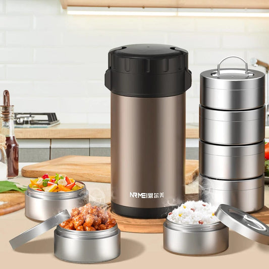 Stainless Steel Lunch Box, Large Capacity, Outdoor Portable Bento Box, Multi - Layer Thermal Food Storage Container, New Upgrade - SHOWLU FASHION STORE