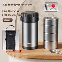 Stainless Steel Lunch Box, Large Capacity, Outdoor Portable Bento Box, Multi - Layer Thermal Food Storage Container, New Upgrade - SHOWLU FASHION STORE