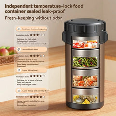 Stainless Steel Lunch Box, Large Capacity, Outdoor Portable Bento Box, Multi - Layer Thermal Food Storage Container, New Upgrade - SHOWLU FASHION STORE