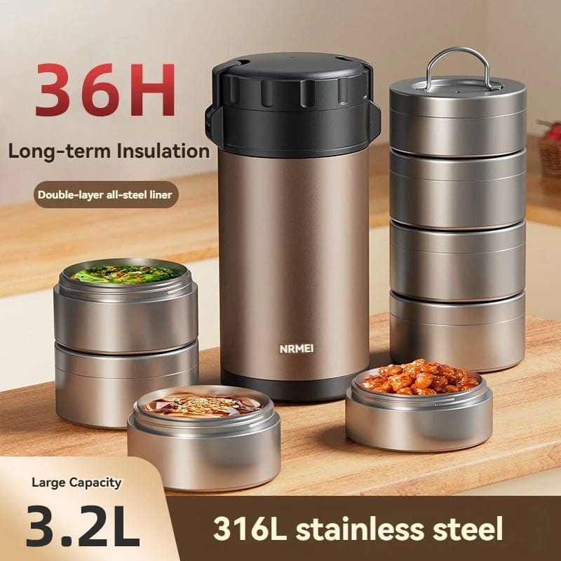 Stainless Steel Lunch Box, Large Capacity, Outdoor Portable Bento Box, Multi - Layer Thermal Food Storage Container, New Upgrade - SHOWLU FASHION STORE