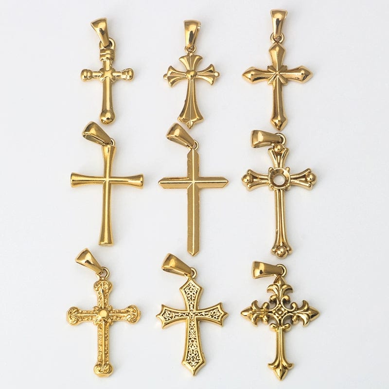 Stainless Steel Minimalist 18K Gold Variety Cross Pendant Bracelet Necklace Accessories Titanium Steel DIY Ornament Accessories - SHOWLU FASHION STORE