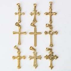Stainless Steel Minimalist 18K Gold Variety Cross Pendant Bracelet Necklace Accessories Titanium Steel DIY Ornament Accessories - SHOWLU FASHION STORE