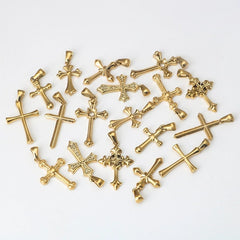 Stainless Steel Minimalist 18K Gold Variety Cross Pendant Bracelet Necklace Accessories Titanium Steel DIY Ornament Accessories - SHOWLU FASHION STORE
