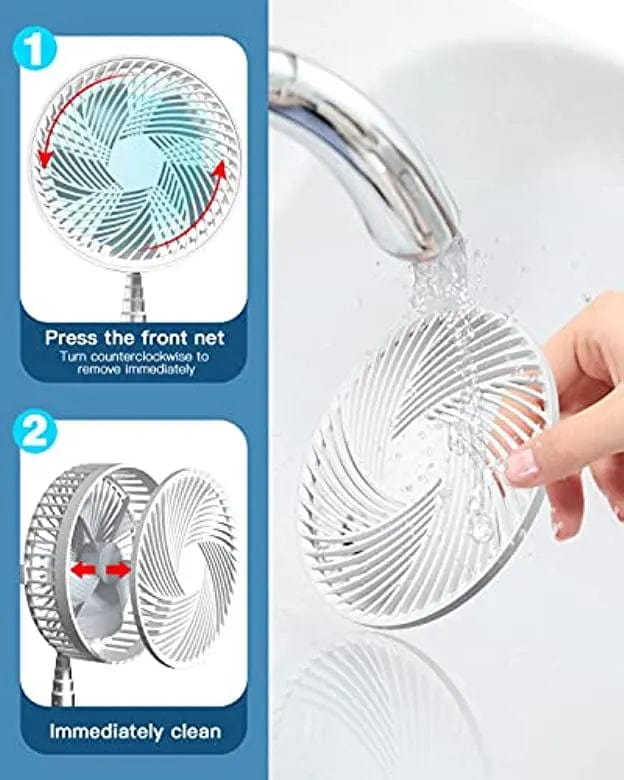 Stand Fan, 6 Inch Folding Portable Telescopic Floor/USB with Rechargeable Battery,3 Speeds Super Quiet Adjustable Height - SHOWLU FASHION STORE