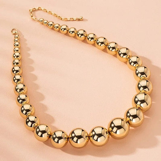 Steampunk Gold Color Ball Beads Chain Necklace for Women Men New Trendy Charm Gothic Choker Necklace Fashion Jewelry Gifts - SHOWLU FASHION STORE