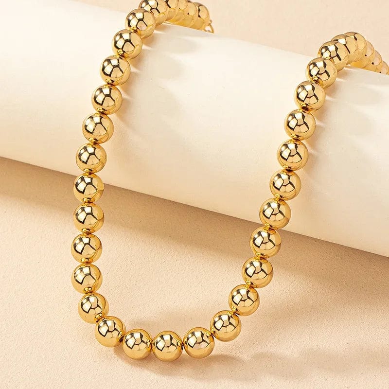 Steampunk Gold Color Ball Beads Chain Necklace for Women Men New Trendy Charm Gothic Choker Necklace Fashion Jewelry Gifts - SHOWLU FASHION STORE