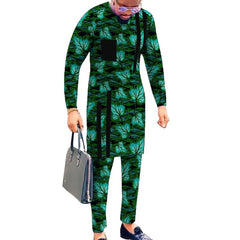Striped Design Nigerian Style Men's Shirts+Trousers Wax Colorful Print Garment Male Pant Sets African Wedding Party Wear - SHOWLU FASHION STORE