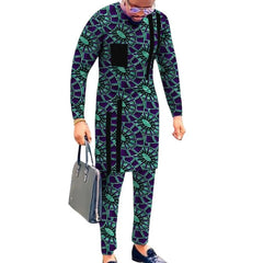 Striped Design Nigerian Style Men's Shirts+Trousers Wax Colorful Print Garment Male Pant Sets African Wedding Party Wear - SHOWLU FASHION STORE