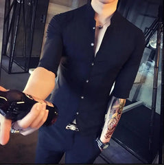 Stylo Sleek Summer Stand - Up Collar Shirt - SHOWLU FASHION STORE