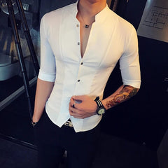 Stylo Sleek Summer Stand - Up Collar Shirt - SHOWLU FASHION STORE