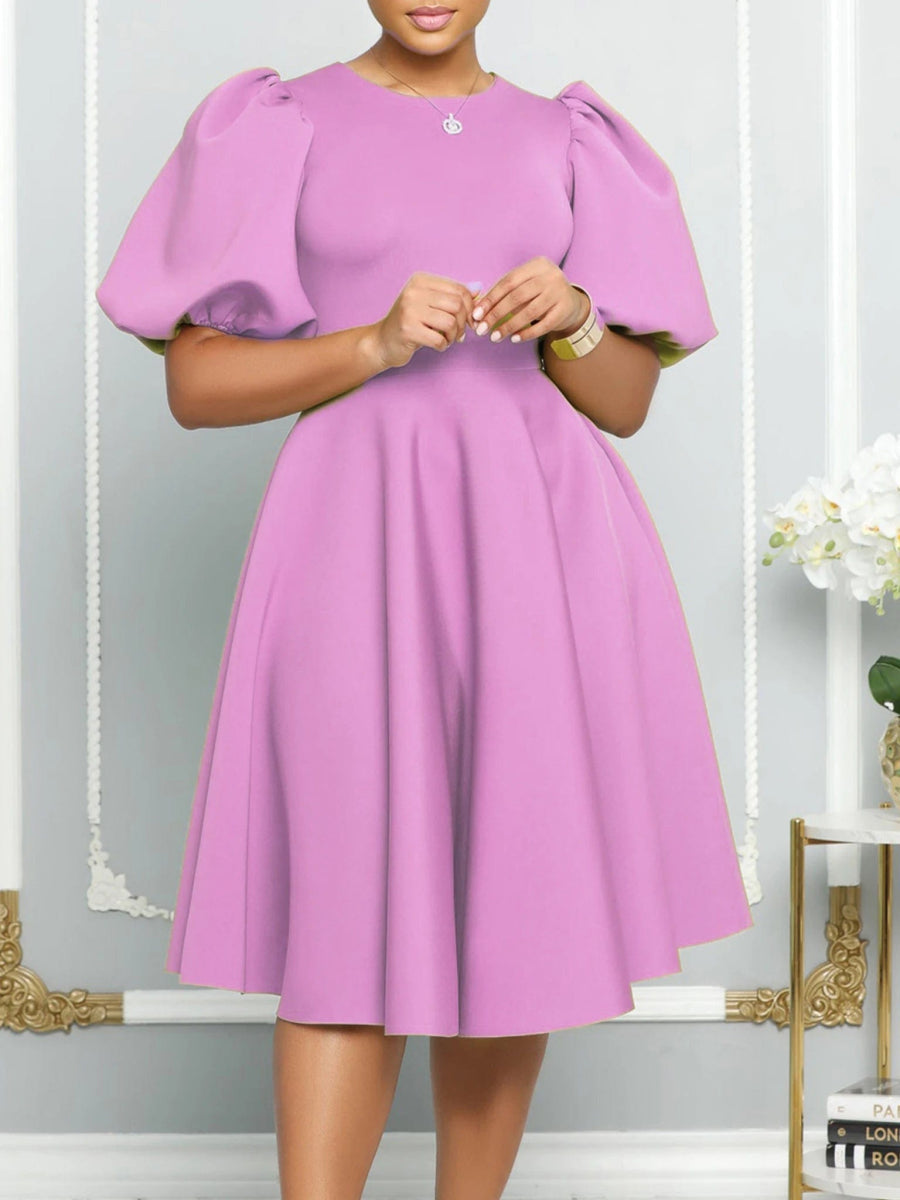 Summer A - line Dress African Dresses for Women 2023 Elegant Short Lantern Sleeve High Waist Robe Africaine Femme African Clothes - SHOWLU FASHION STORE