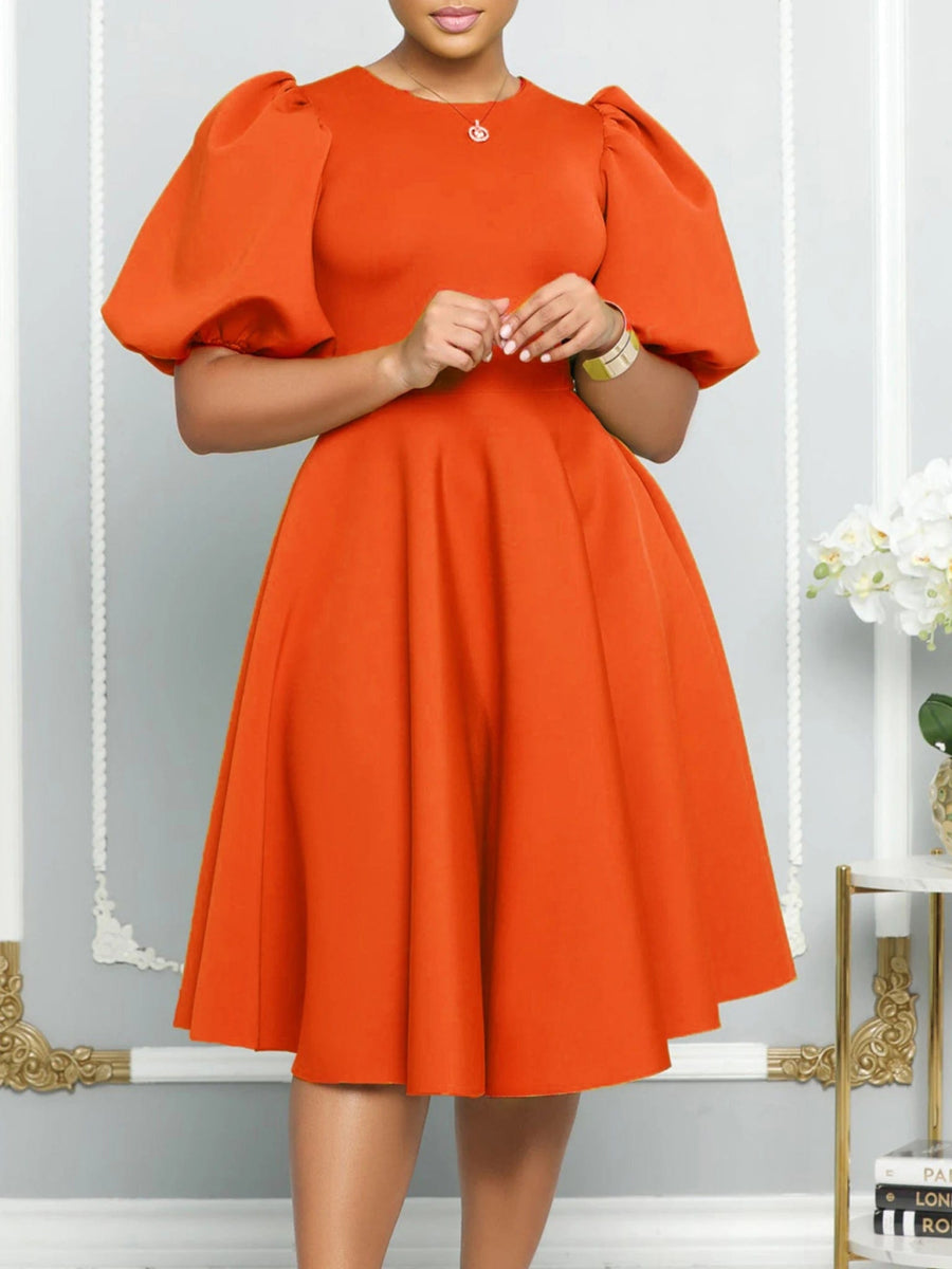 Summer A - line Dress African Dresses for Women 2023 Elegant Short Lantern Sleeve High Waist Robe Africaine Femme African Clothes - SHOWLU FASHION STORE