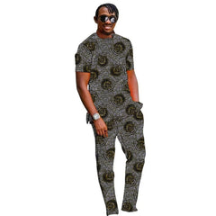 Summer African Clothes Men Set Nigerian Style Tops With Pant Groom Suit Male Traditional Ankara Outfit - SHOWLU FASHION STORE