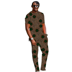 Summer African Clothes Men Set Nigerian Style Tops With Pant Groom Suit Male Traditional Ankara Outfit - SHOWLU FASHION STORE