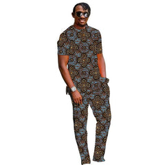 Summer African Clothes Men Set Nigerian Style Tops With Pant Groom Suit Male Traditional Ankara Outfit - SHOWLU FASHION STORE