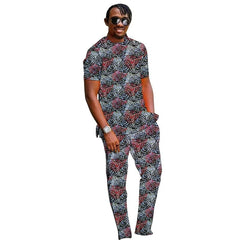 Summer African Clothes Men Set Nigerian Style Tops With Pant Groom Suit Male Traditional Ankara Outfit - SHOWLU FASHION STORE