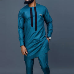 Summer African Men's Traditional Elegant Suits Outfit Dashiki 2Pc Shirt & Pants Full Set Designer Clothes Abaya Brand Costume - SHOWLU FASHION STORE