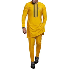 Summer African Men's Traditional Elegant Suits Outfit Dashiki 2Pc Shirt & Pants Full Set Designer Clothes Abaya Brand Costume - SHOWLU FASHION STORE