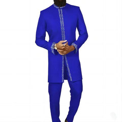 Summer African Men's Traditional Elegant Suits Outfit Dashiki 2Pc Shirt & Pants Full Set Designer Clothes Abaya Brand Costume - SHOWLU FASHION STORE