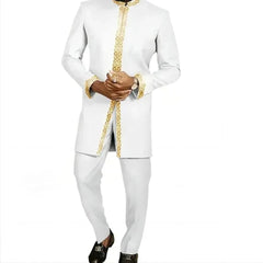 Summer African Men's Traditional Elegant Suits Outfit Dashiki 2Pc Shirt & Pants Full Set Designer Clothes Abaya Brand Costume - SHOWLU FASHION STORE