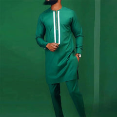 Summer African Men's Traditional Elegant Suits Outfit Dashiki 2Pc Shirt & Pants Full Set Designer Clothes Abaya Brand Costume - SHOWLU FASHION STORE