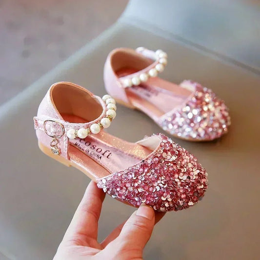 Summer Autumn Girls Leather Shoes Fashion Sequins Baby Girl Sandals Kids Princess Shoes Size 21 - 35 - SHOWLU FASHION STORE