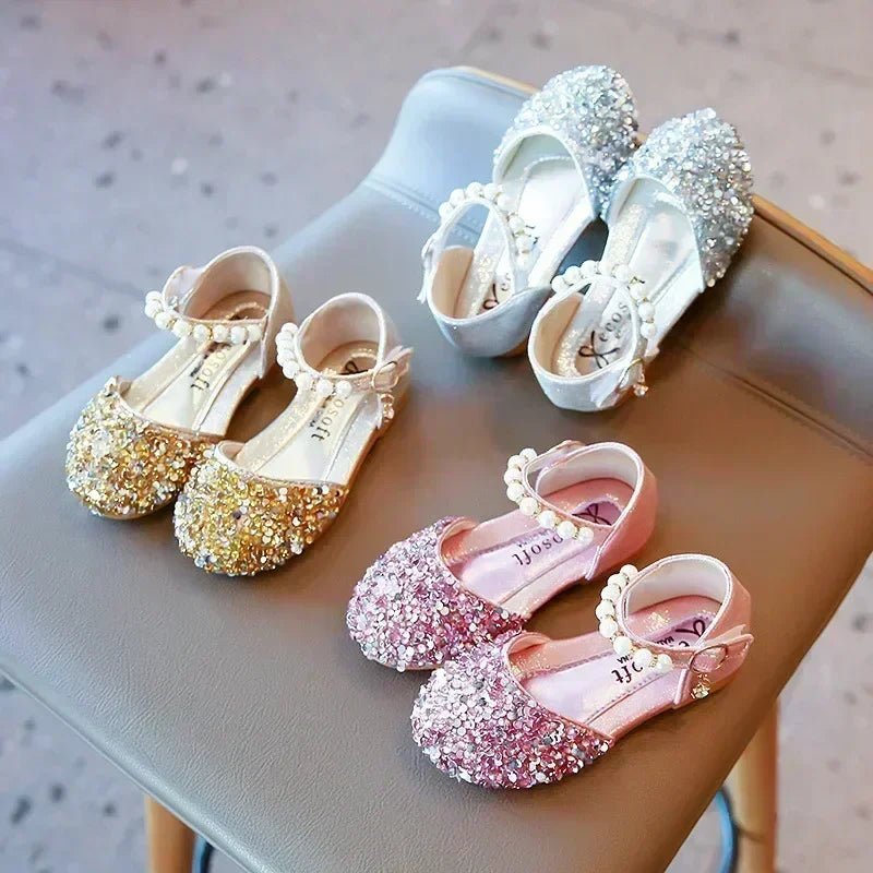 Summer Autumn Girls Leather Shoes Fashion Sequins Baby Girl Sandals Kids Princess Shoes Size 21 - 35 - SHOWLU FASHION STORE
