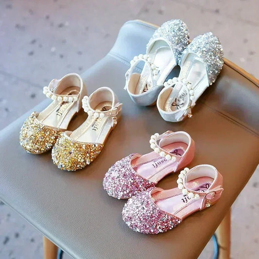 Summer Autumn Girls Leather Shoes Fashion Sequins Baby Girl Sandals Kids Princess Shoes Size 21 - 35 - SHOWLU FASHION STORE